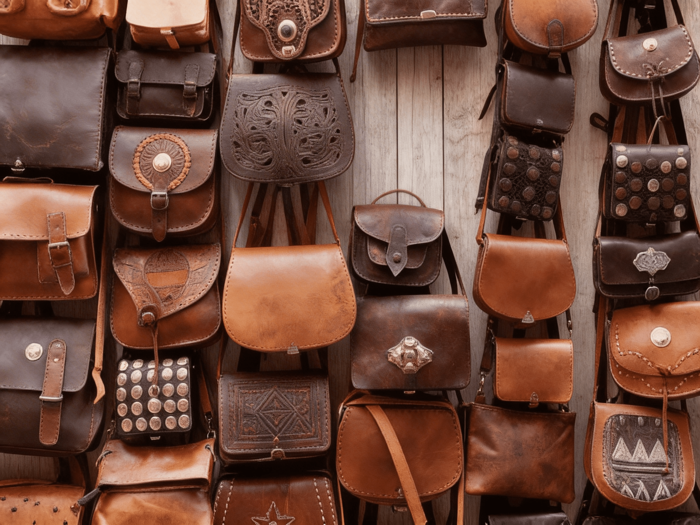 borse in pelle di vario colore e forma