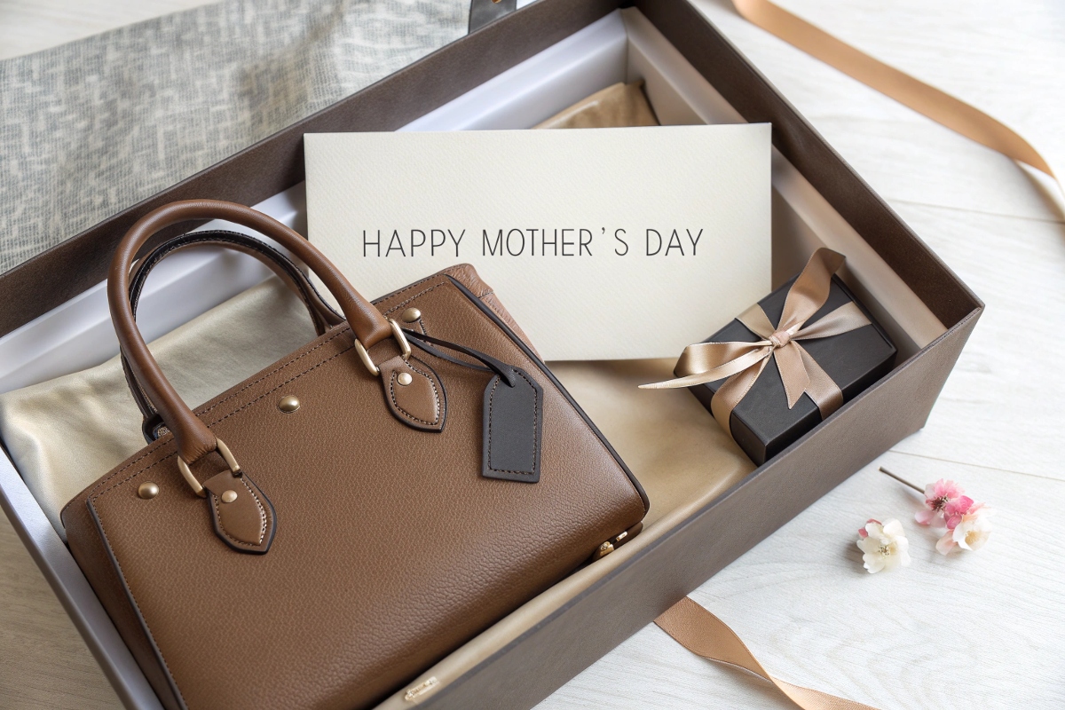 Elegant leather handbag gift box for Mother’s Day