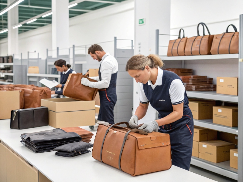 Verpackung und Versand von italienischen Lederwaren – sorgfältige Handarbeit aus Florenz